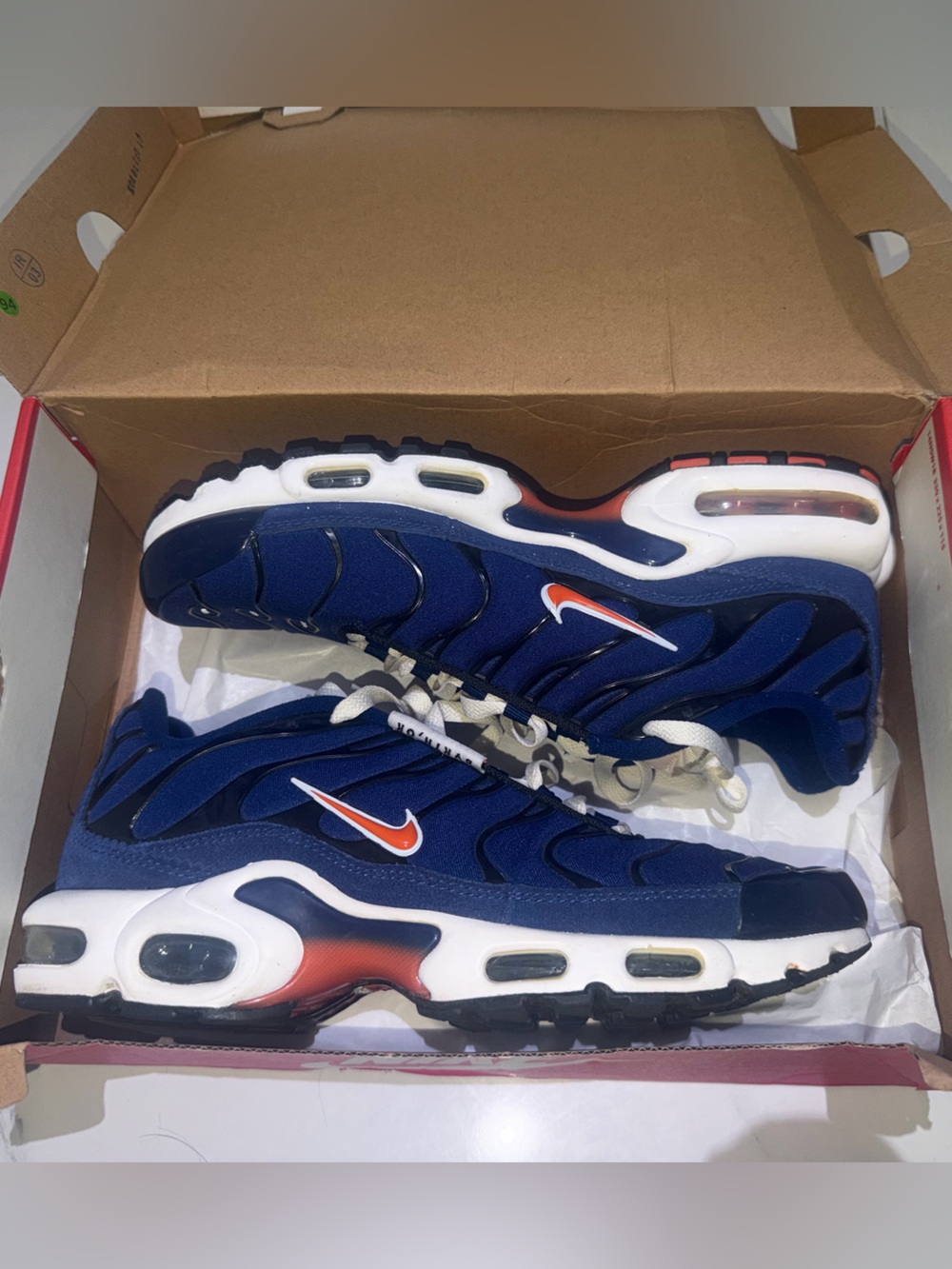 Nike Men’s Navy Blue and Orange TN-Style Sneakers